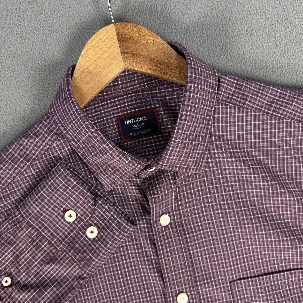 UNTUCKit Shirt‎ Medium Red Purple Apremont Performance Nylon Spandex Office